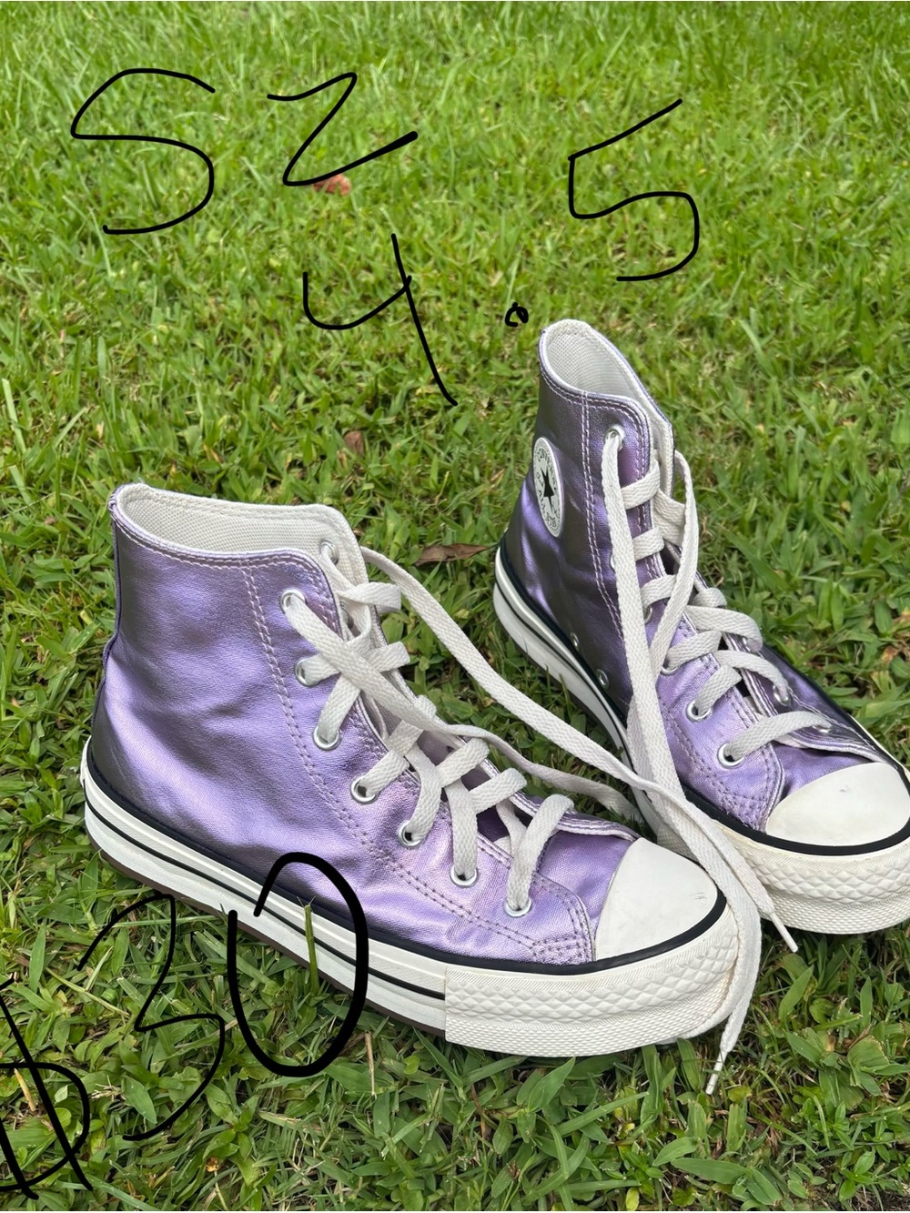 Converse Kids Metallic Purple High Top Sneakers